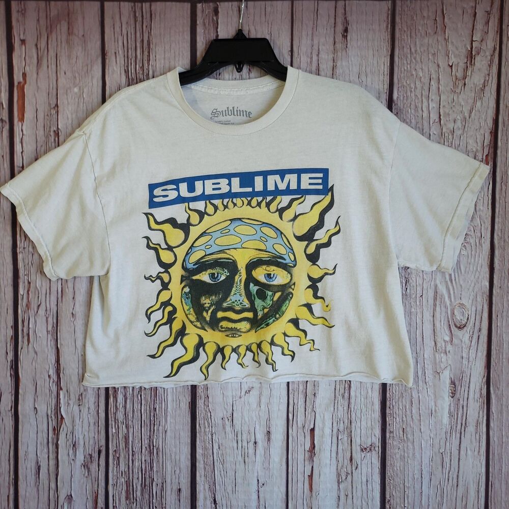 Sublime Band Large Cropped Top T-shirt Sun White Graphic